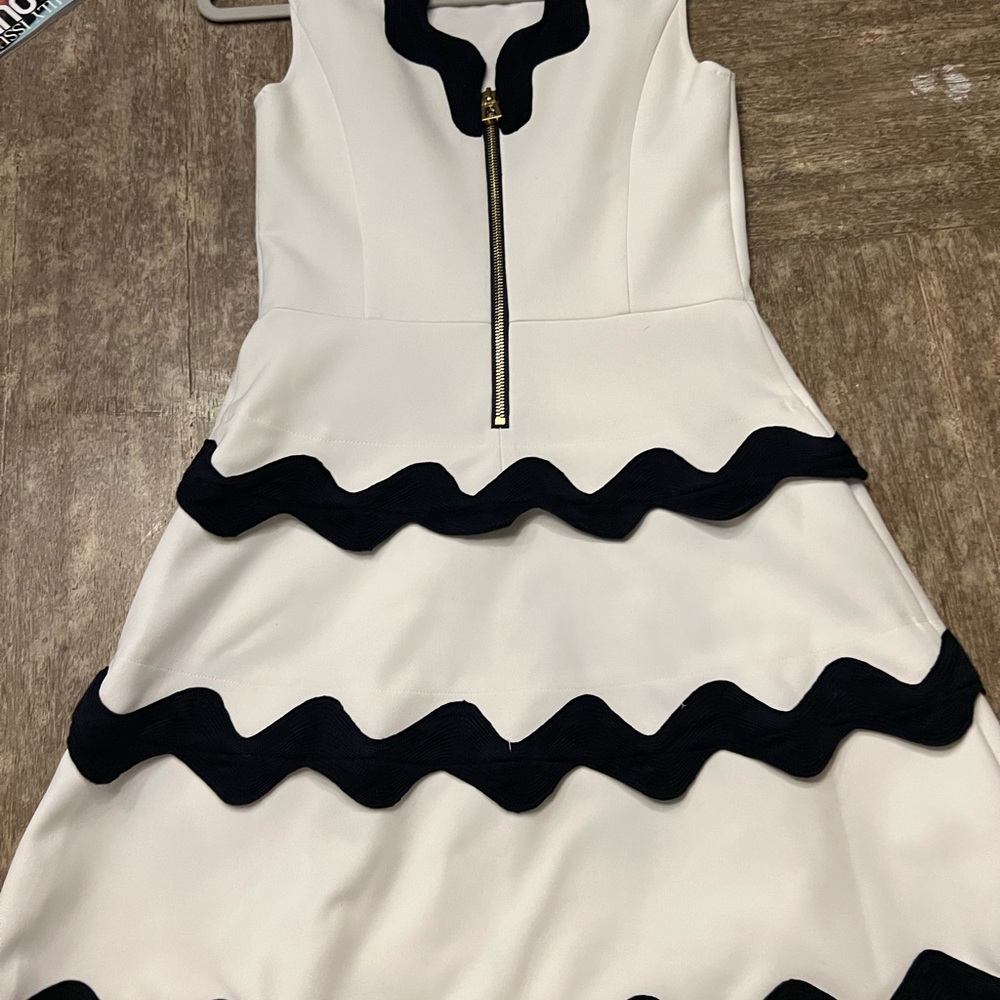 Sail to Sable navy/white with bright gold exposed zipper size 0 dress. Worn once - Picture 5 of 8
